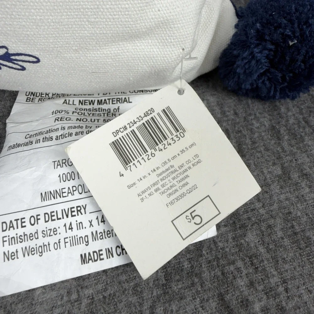 Target Decorative Pillow Menorah Hanukkah Blue 14x14 Cotton Embroidered